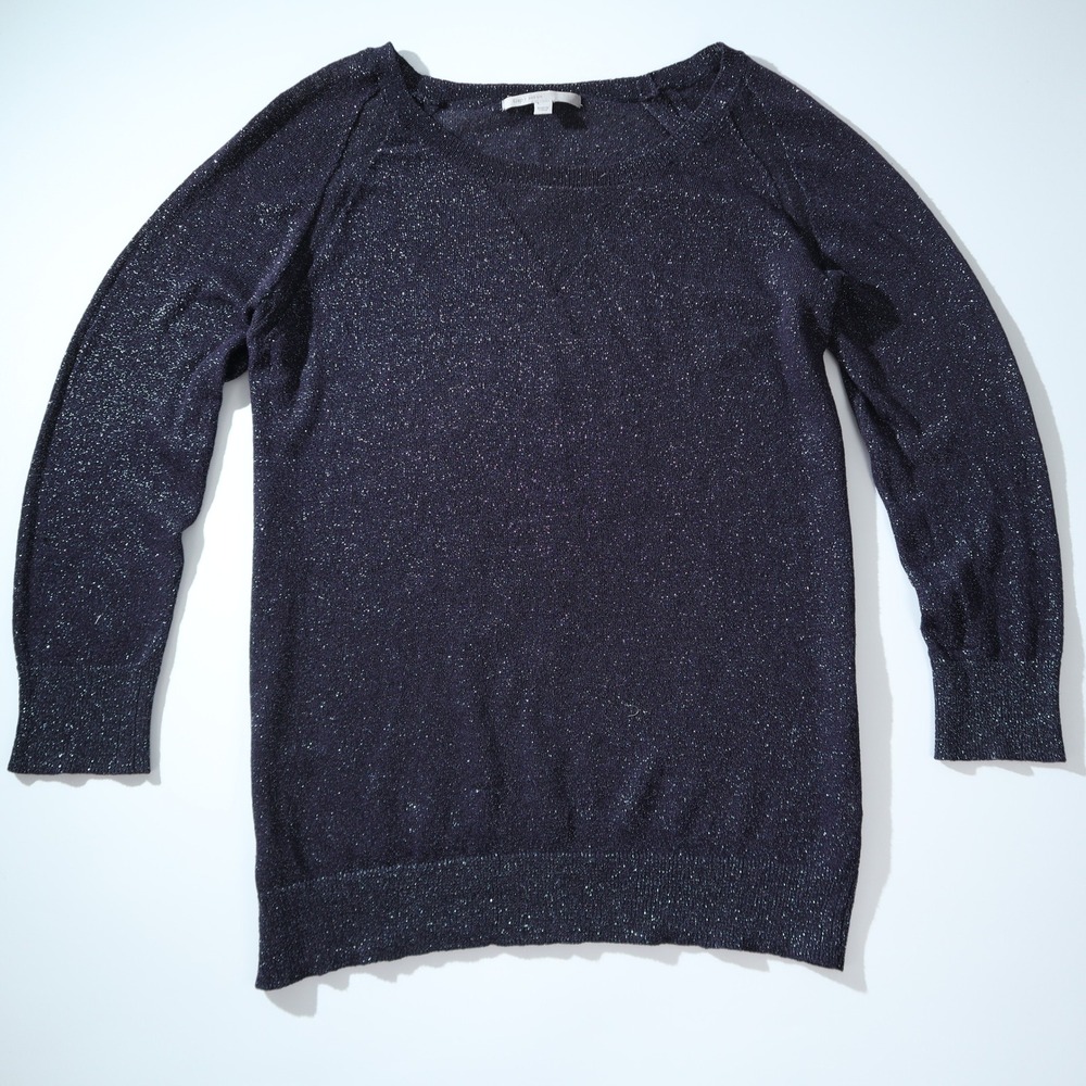 Gap Women's Sparkle Knit Sweater Navy Long Sleeve Crew Neck Size Medium